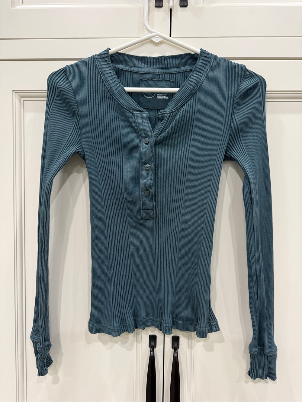 Aerie Teal Ribbed Long Sleeve Fireside Henley Top Womens XS  Bella Swan